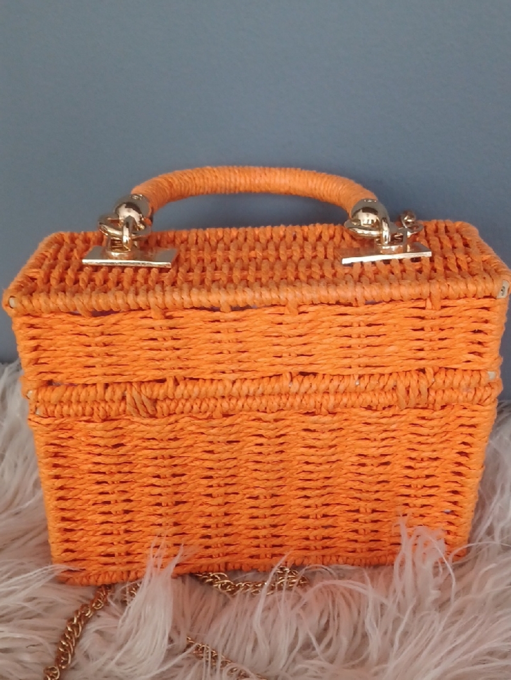 Cute Orange Wicker Box Crossbody - Picture 7 of 16